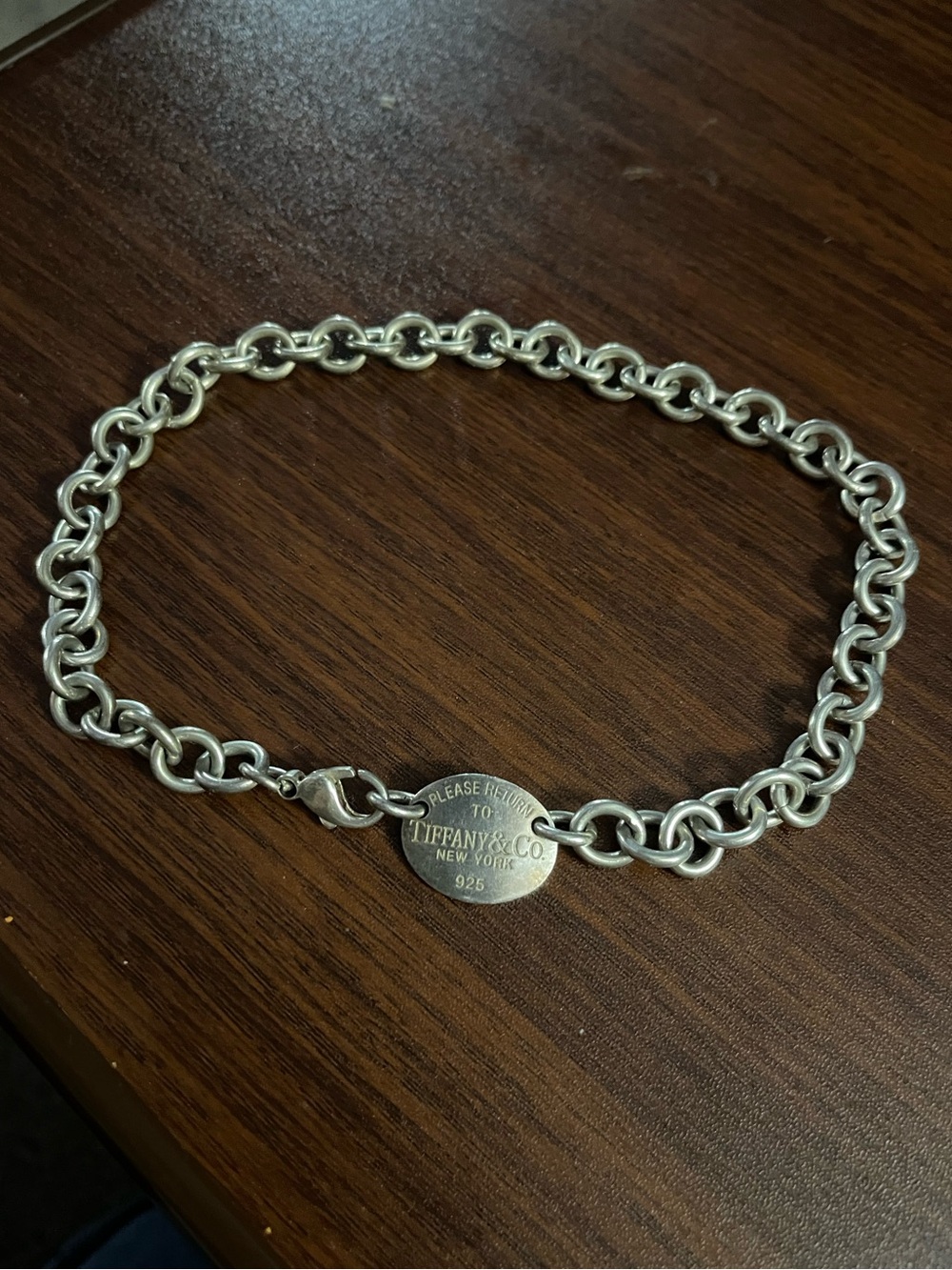 Return to Tiffany & Co. Sterling Silver Oval Tag Choker Necklace,
